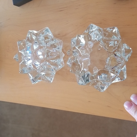 🔮 Two HEAVY Vintage Glass Tea Light Holders in Star Shape - Picture 4 of 11